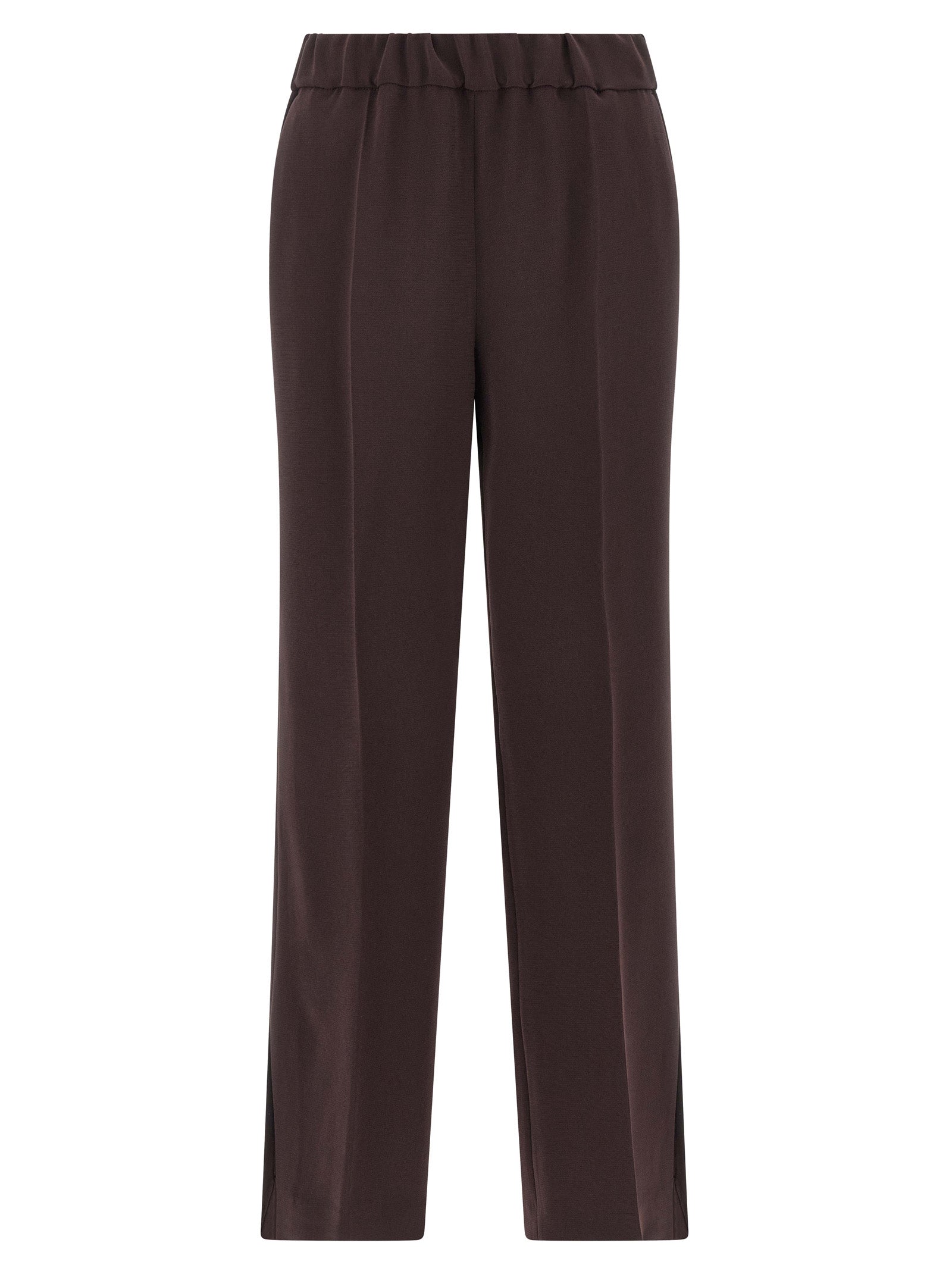 Casual Pants by Alberto Biani for women in polyester brown features an sartorial straight-leg and long with a cut for a sartorial finish.