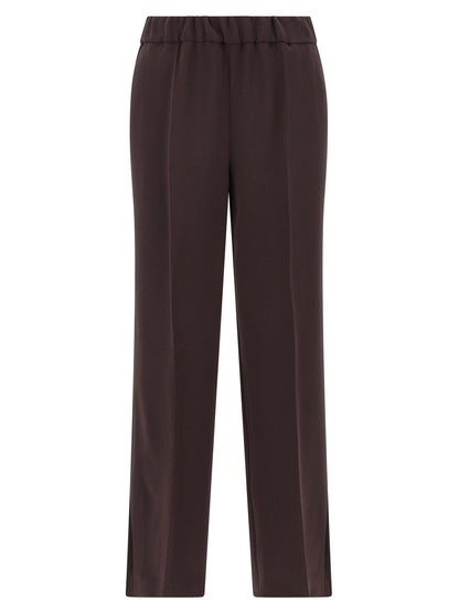Casual Pants by Alberto Biani for women in polyester brown features an sartorial straight-leg and long with a cut for a sartorial finish.