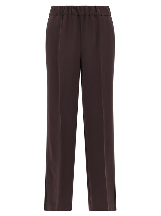 Casual Pants by Alberto Biani for women in polyester brown features an sartorial straight-leg and long with a cut for a sartorial finish.
