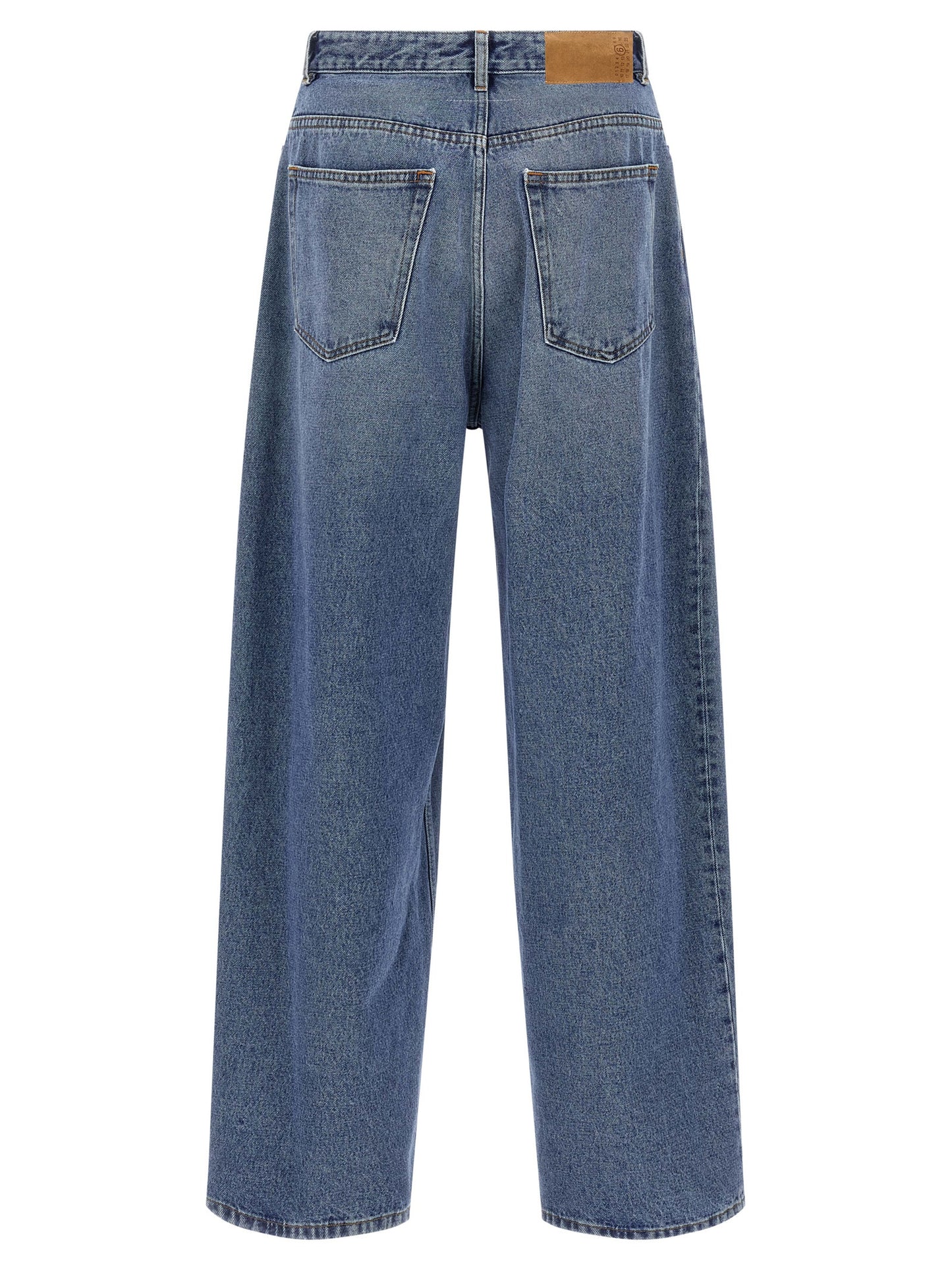 Jeans by MM6 Maison Margiela for men in cotton denim blue features a refined silhouette with a refined wide, defined by a and a refined long for a refined finish.