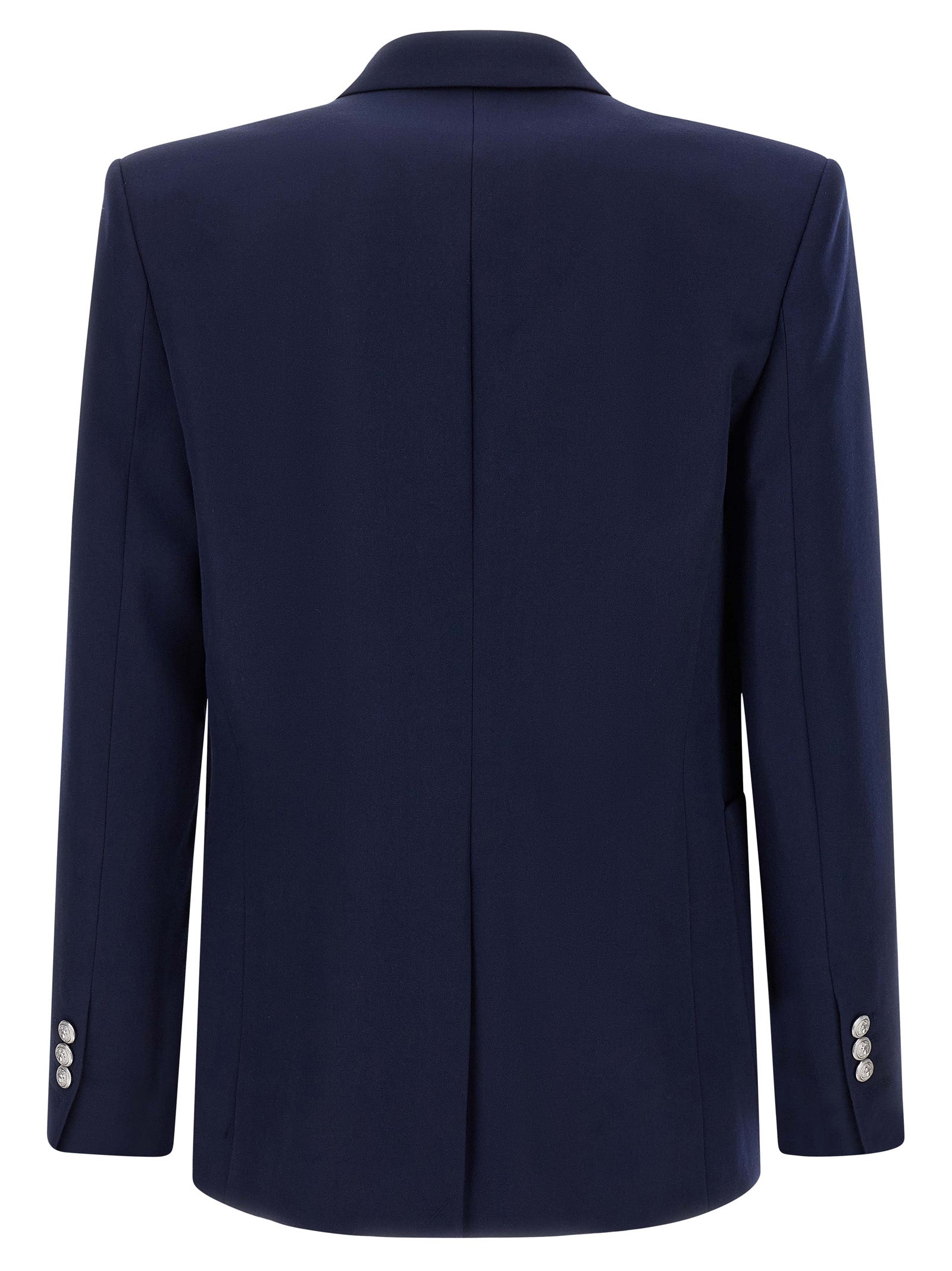 Blazer by Balmain for men in virgin wool blue & monogram showcases a polished silhouette, highlighted by a refined and polished for a sophisticated finish.