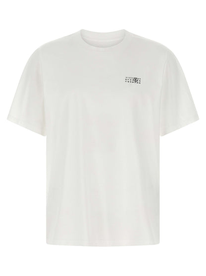 T-Shirt by MM6 Maison Margiela for men in cotton bicolour, black, white & print showcases a fashionable silhouette, elegantly detailed with a fashionable short-sleeve and for a sophisticated, high-fashion look.