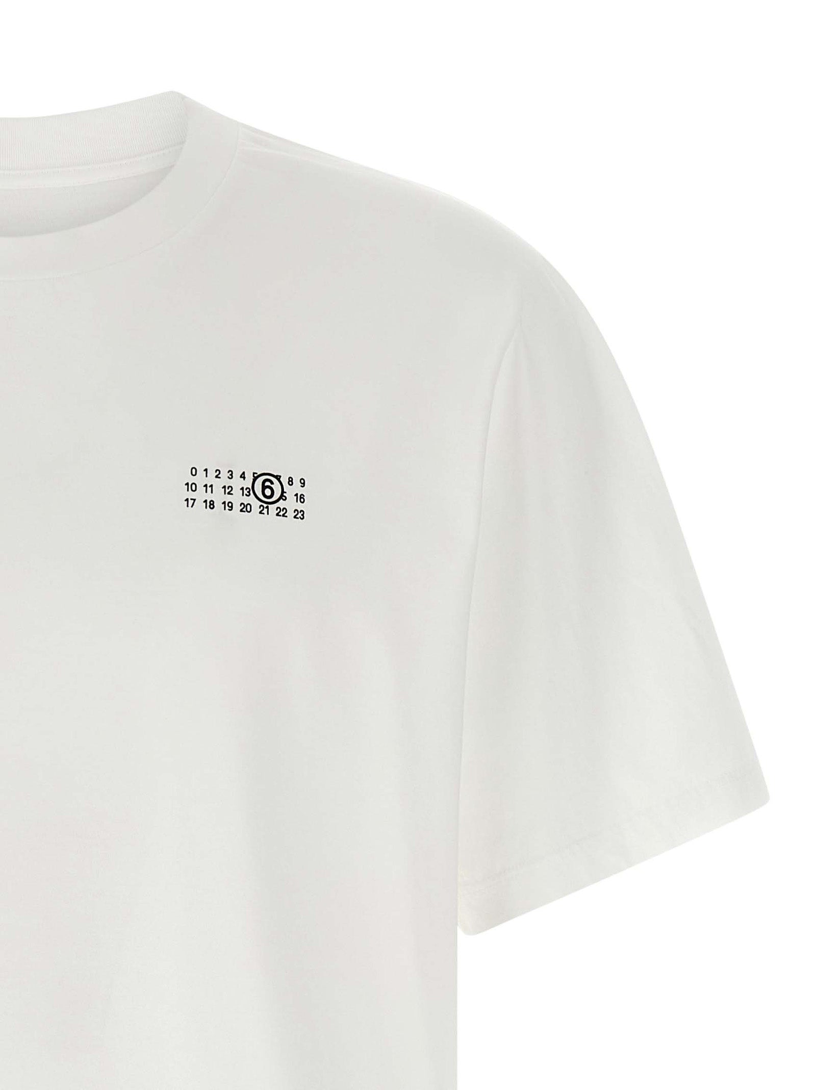 T-Shirt by MM6 Maison Margiela for men in cotton bicolour, black, white & print showcases a unassuming silhouette, artfully detailed with a refined and unassuming for a sophisticated, contemporary look.
