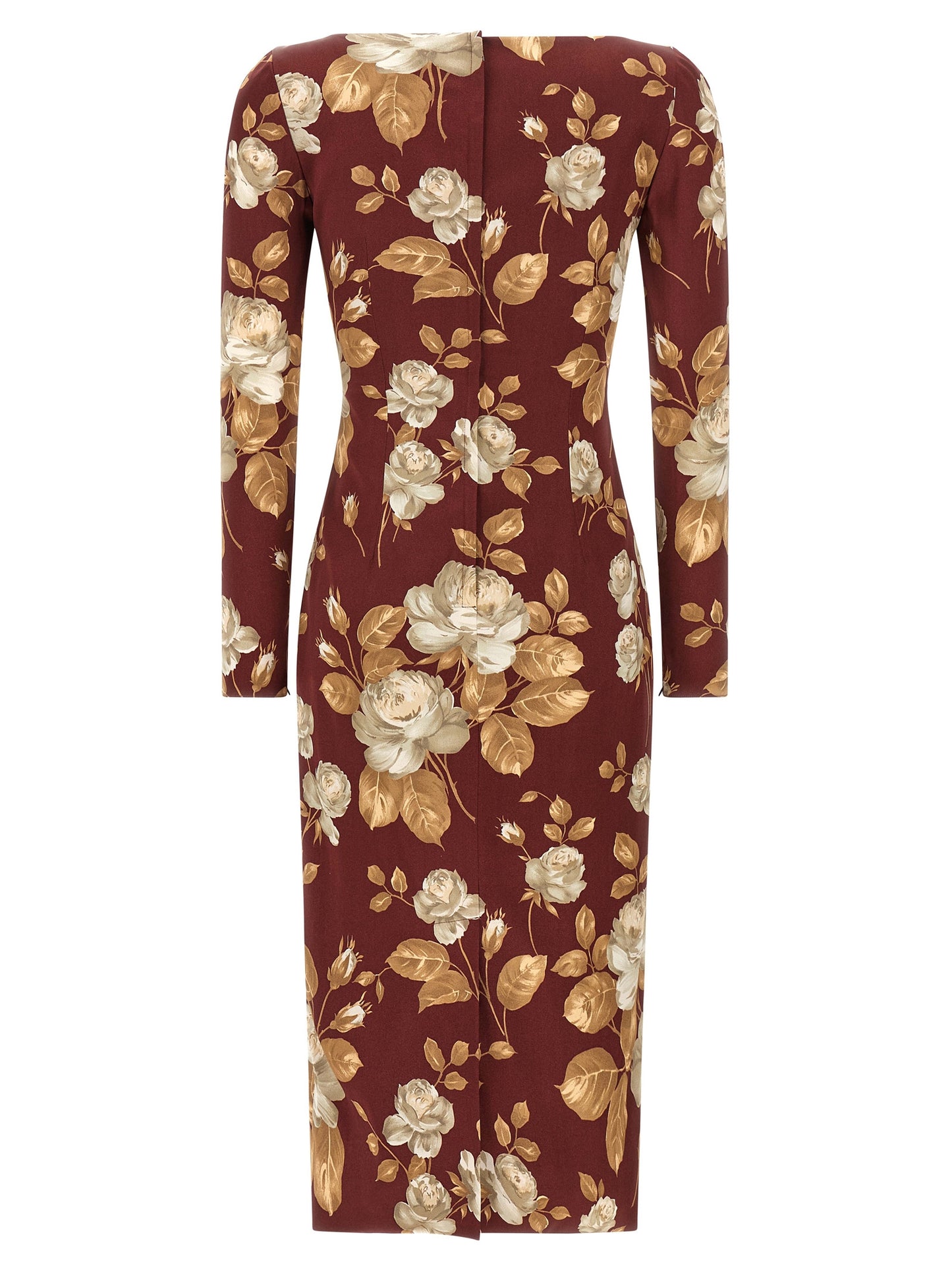 Dress by Dolce & Gabbana for women in silk viscose satin animal, multicolor, rose & print presents a sinuous silhouette, showcasing a sophisticated round neckline and detailed with a sinuous midi for a refined finish.