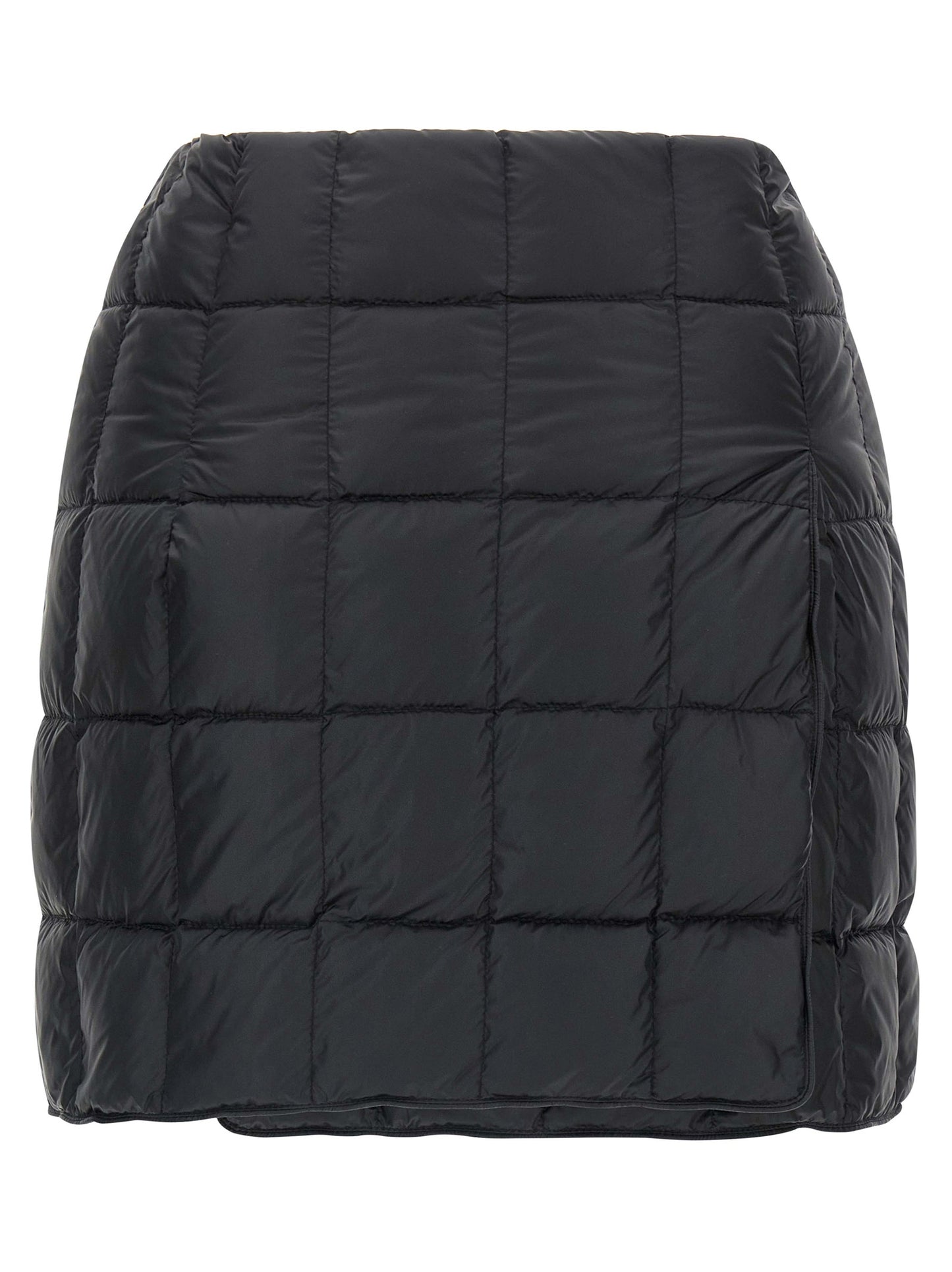 Skirt by IENKI IENKI for women in nylon & goose down black features an tailored silhouette, artfully capturing the essence of Women's High Rise Nylon & Goose Down Mini Long Skirt in a sophisticated mini long.