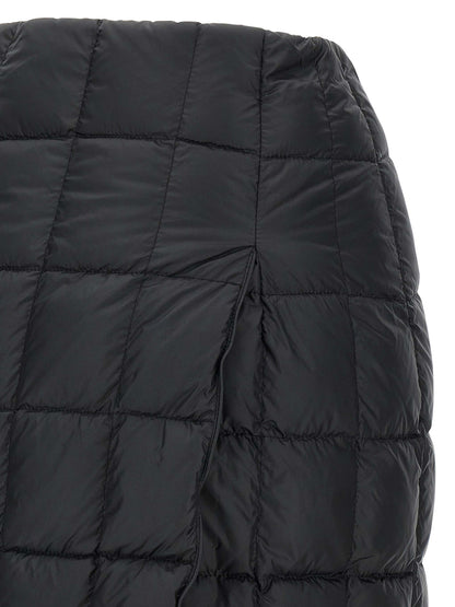 Skirt by IENKI IENKI for women in nylon & goose down black features an relaxed-yet-refined silhouette that elegantly showcases the Women's High Rise Nylon & Goose Down Mini Long Skirt design and sophisticated mini long.