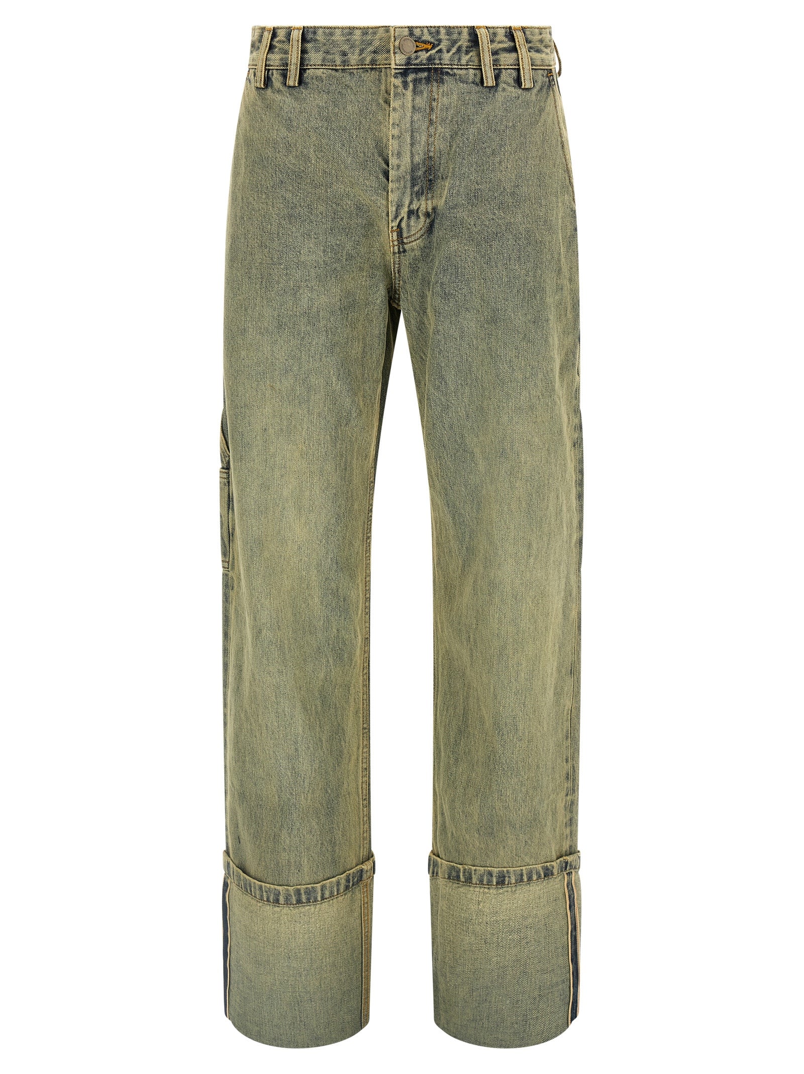 Jeans by Entire Studios for women in denim cotton bicolour & yellow presents a tailored silhouette, showcasing a tailored straight-leg & wide and long cut with a refined for a truly tailored aesthetic.