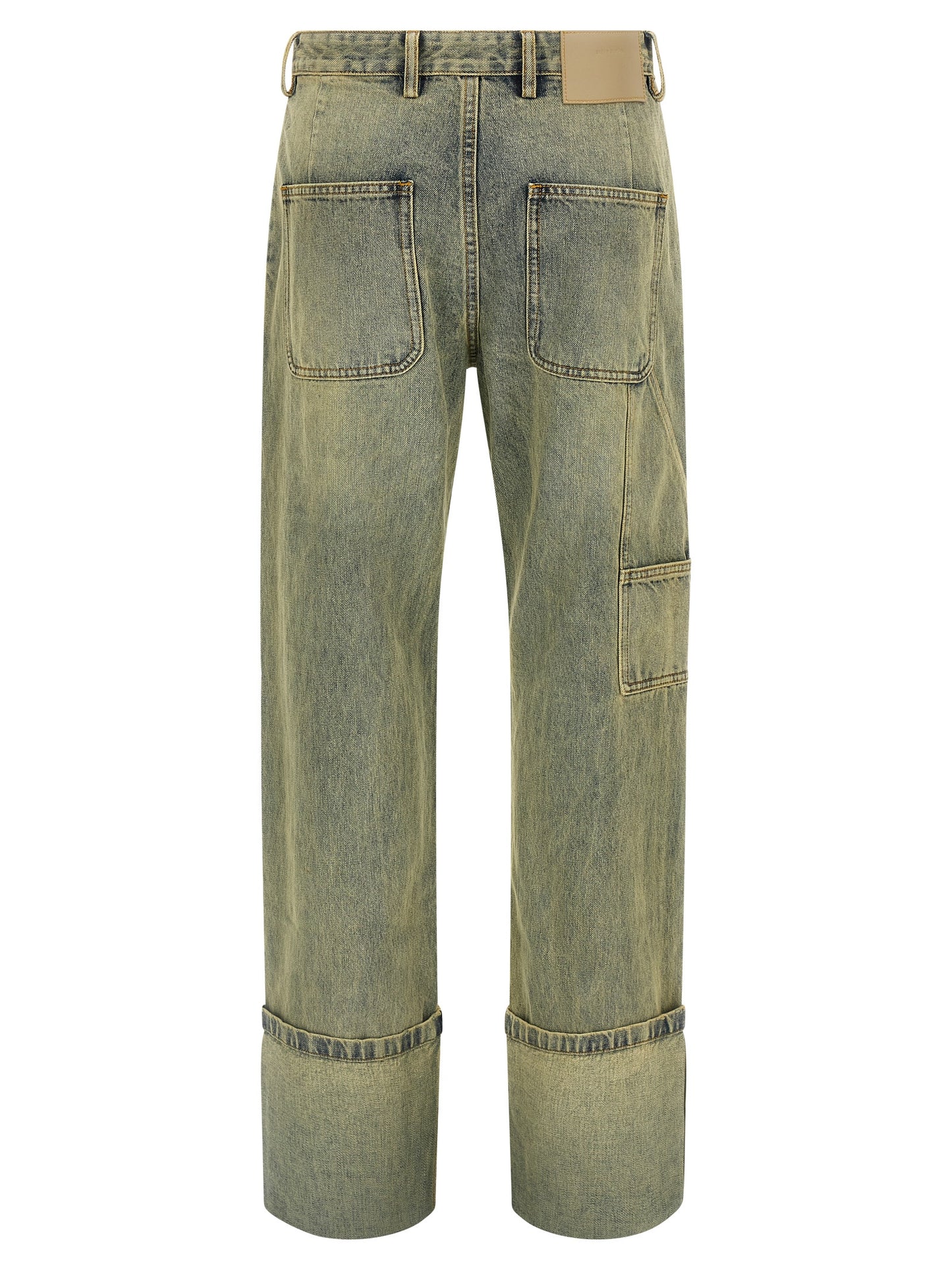 Jeans by Entire Studios for women in denim cotton bicolour & yellow features an sartorial straight-leg & wide and long with a cut for a sartorial finish.