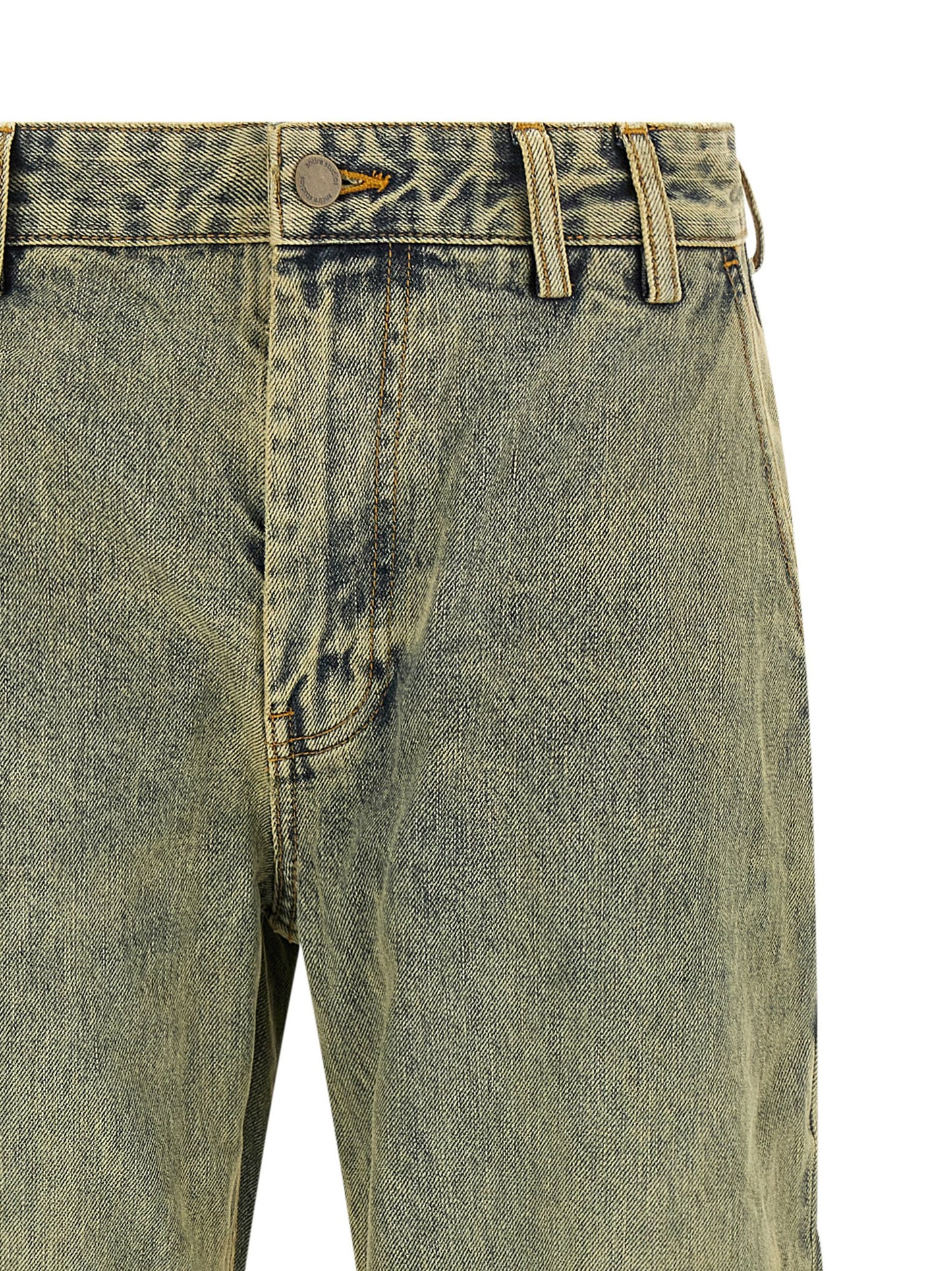 Jeans by Entire Studios for women in denim cotton bicolour & yellow presents a tailored silhouette, showcasing a tailored straight-leg & wide and long cut with a refined for a truly tailored aesthetic.