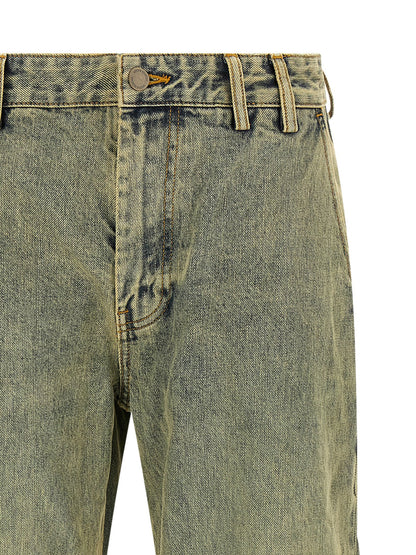 Jeans by Entire Studios for women in denim cotton bicolour & yellow presents a tailored silhouette, showcasing a tailored straight-leg & wide and long cut with a refined for a truly tailored aesthetic.