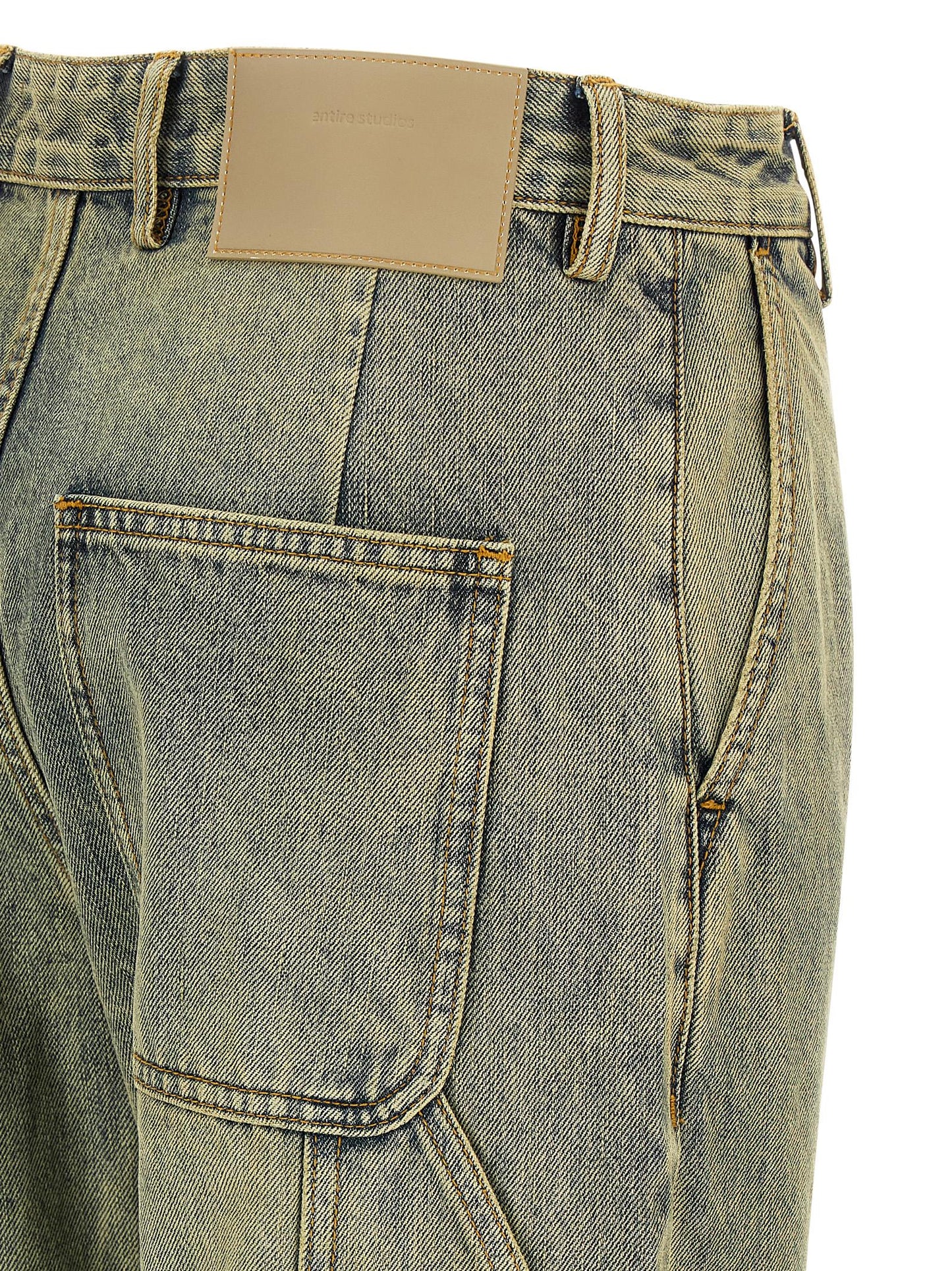 Jeans by Entire Studios for women in denim cotton bicolour & yellow features a polished silhouette with a polished straight-leg & wide, reaching a polished long and finished with a polished .