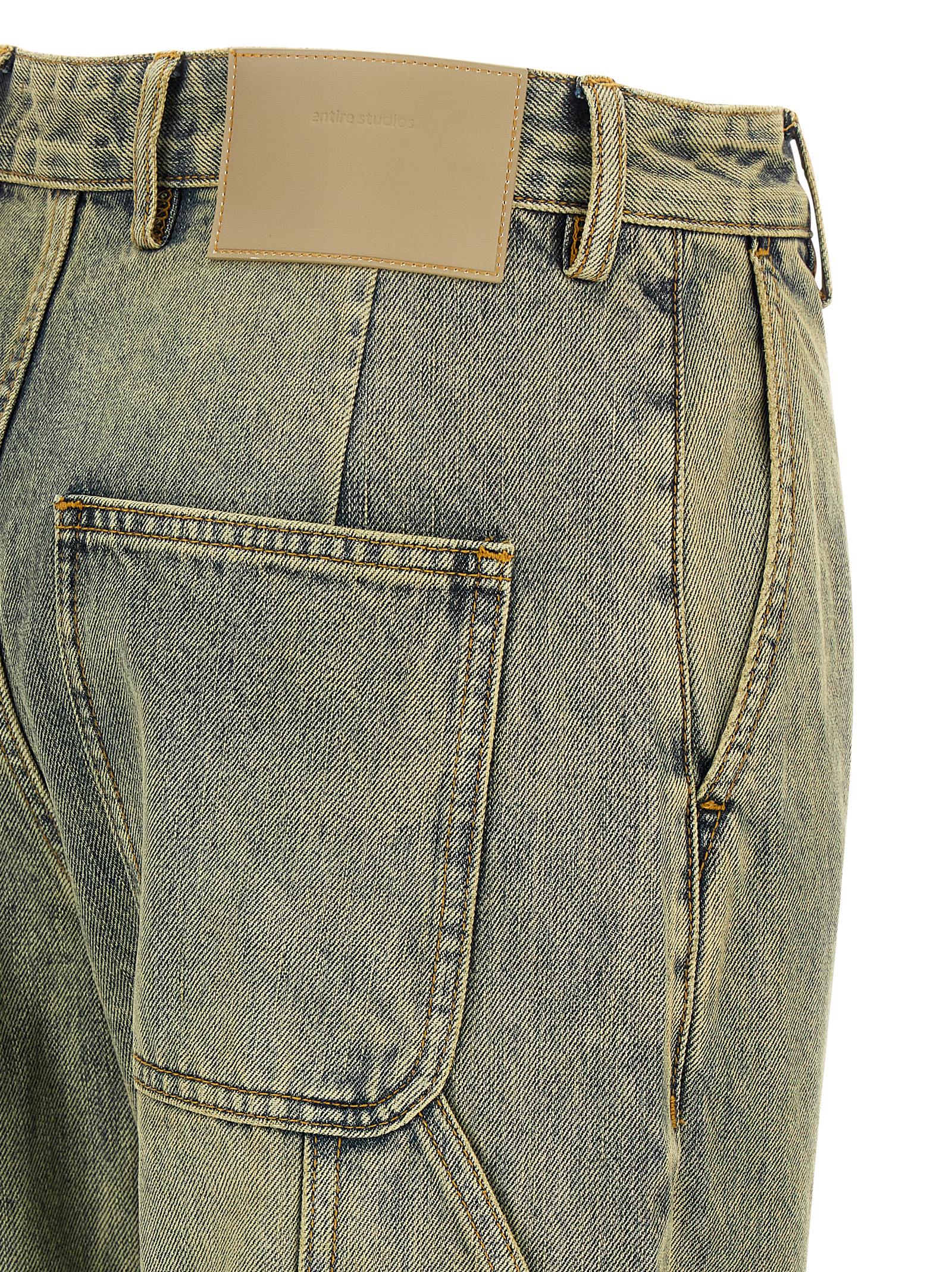 Jeans by Entire Studios for women in denim cotton bicolour & yellow features a polished silhouette with a polished straight-leg & wide, reaching a polished long and finished with a polished .