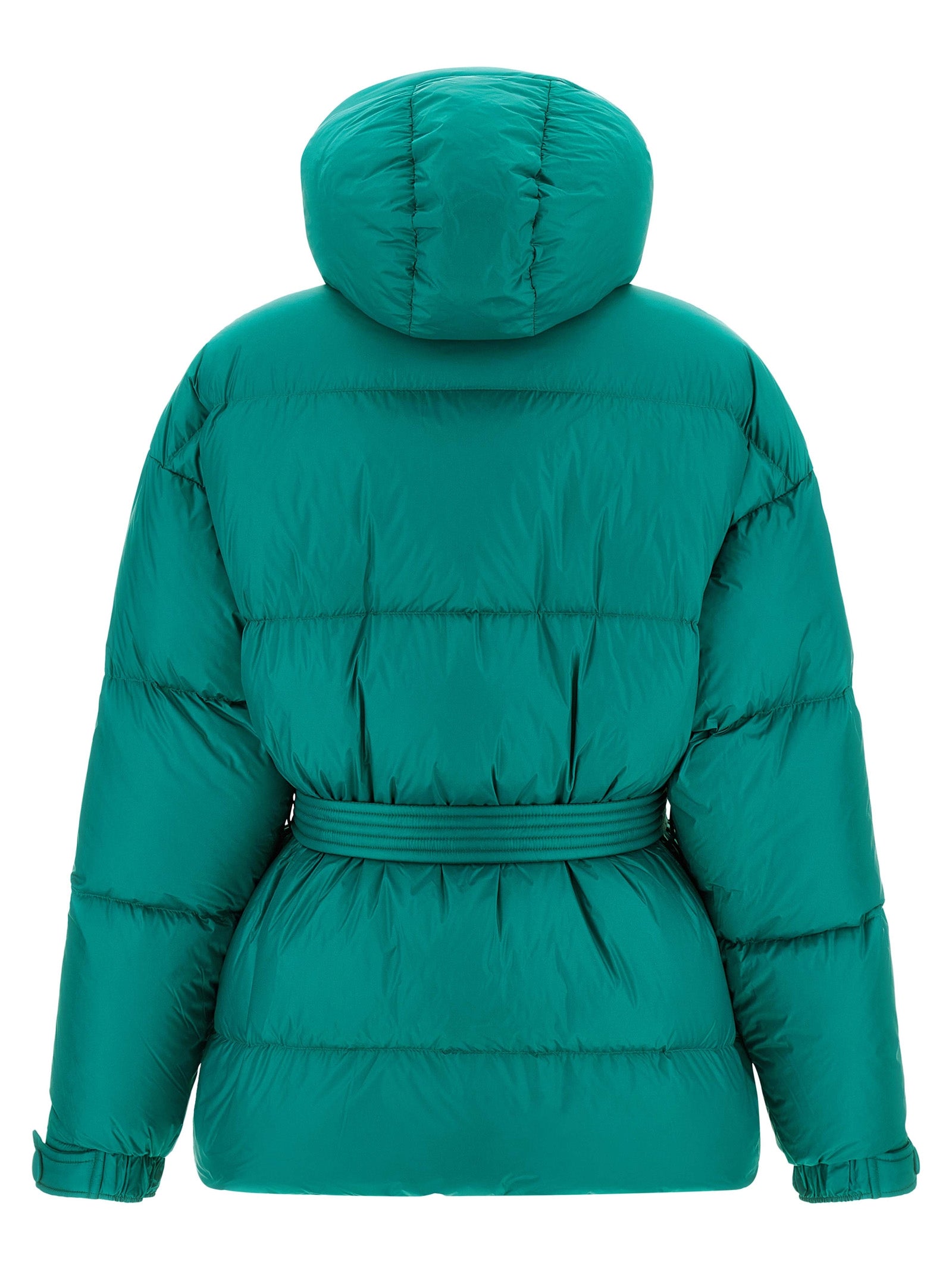Hooded Puffer Jacket by IENKI IENKI for women in nylon & goose-down bicolour & green features an on trend silhouette, showcasing refined pockets, hooded & insulated and a sophisticated hooded high-neck neckline for a truly on trend finish.
