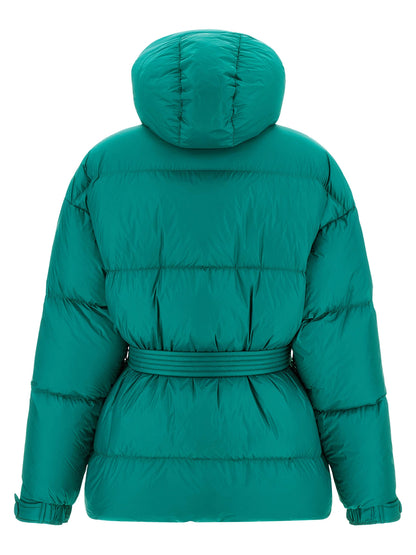 Hooded Puffer Jacket by IENKI IENKI for women in nylon & goose-down bicolour & green features an on trend silhouette, showcasing refined pockets, hooded & insulated and a sophisticated hooded high-neck neckline for a truly on trend finish.