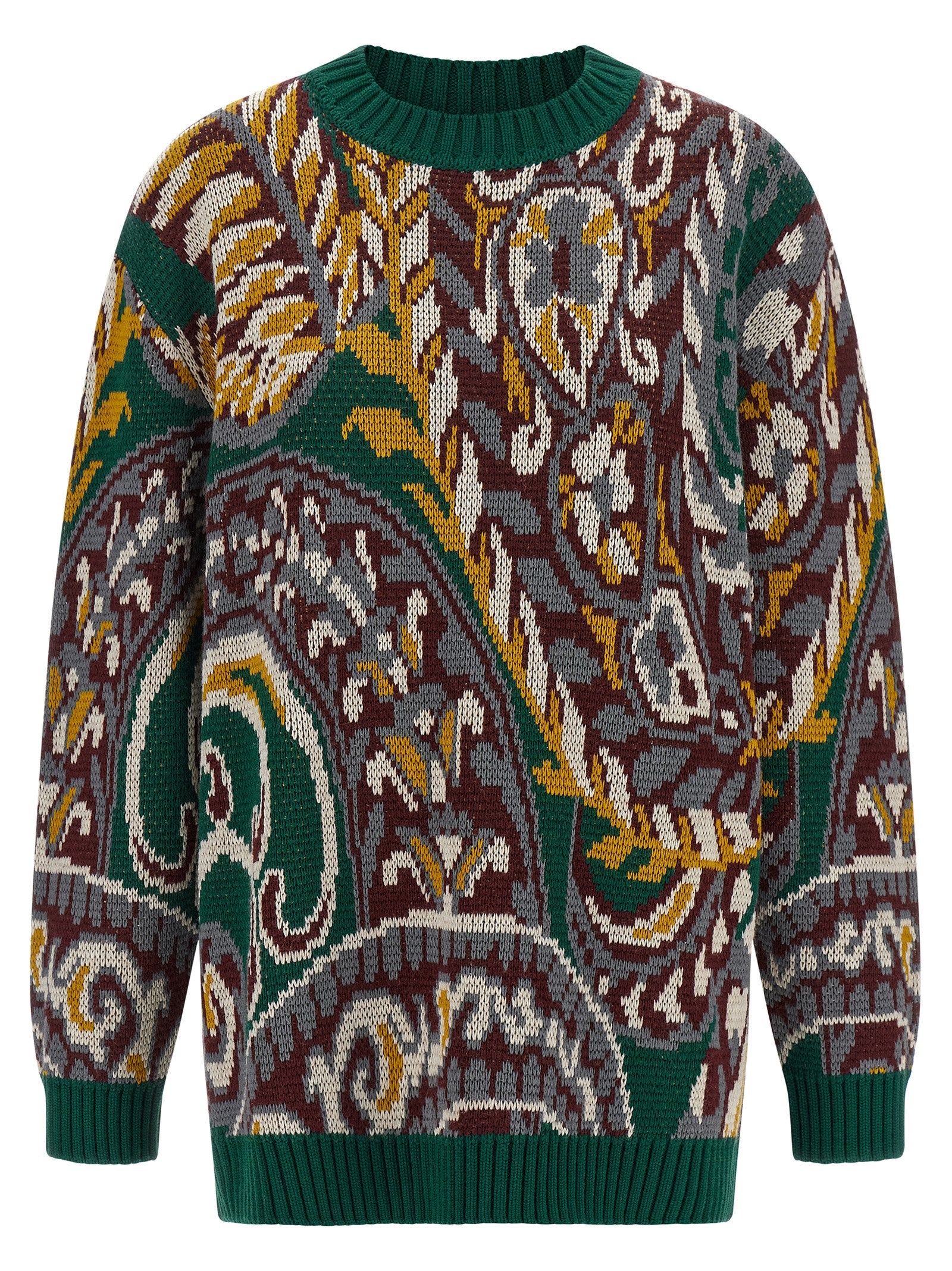 Cardigan by Etro for women in wool multicolor, patterned & jacquard showcases a luxurious silhouette, meticulously detailed with a sophisticated crew neckline and long-sleeve for a refined finish.