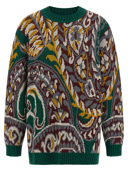 Cardigan by Etro for women in wool multicolor, patterned & jacquard showcases a luxurious silhouette, meticulously detailed with a sophisticated crew neckline and long-sleeve for a refined finish.
