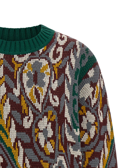 Cardigan by Etro for women in wool multicolor, patterned & jacquard features a dramatic silhouette, showcasing a sophisticated crew neckline and dramatic detail for a timeless, premium look.