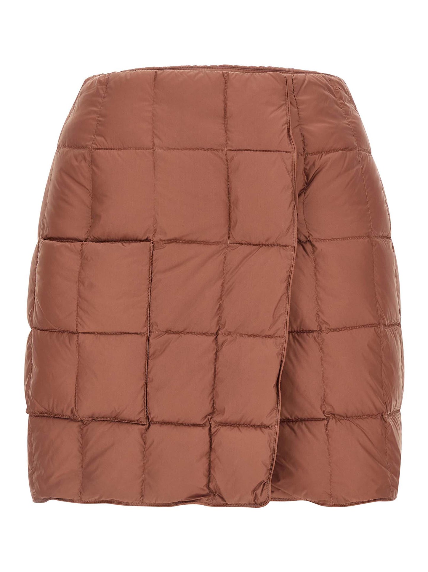 Skirt by IENKI IENKI for women in nylon & goose-down multicolor & pink features a sublime silhouette, showcasing the sublime design of the Women's Straight High Rise Nylon & Goose-Down Mini Long Skirt in a sophisticated mini long.