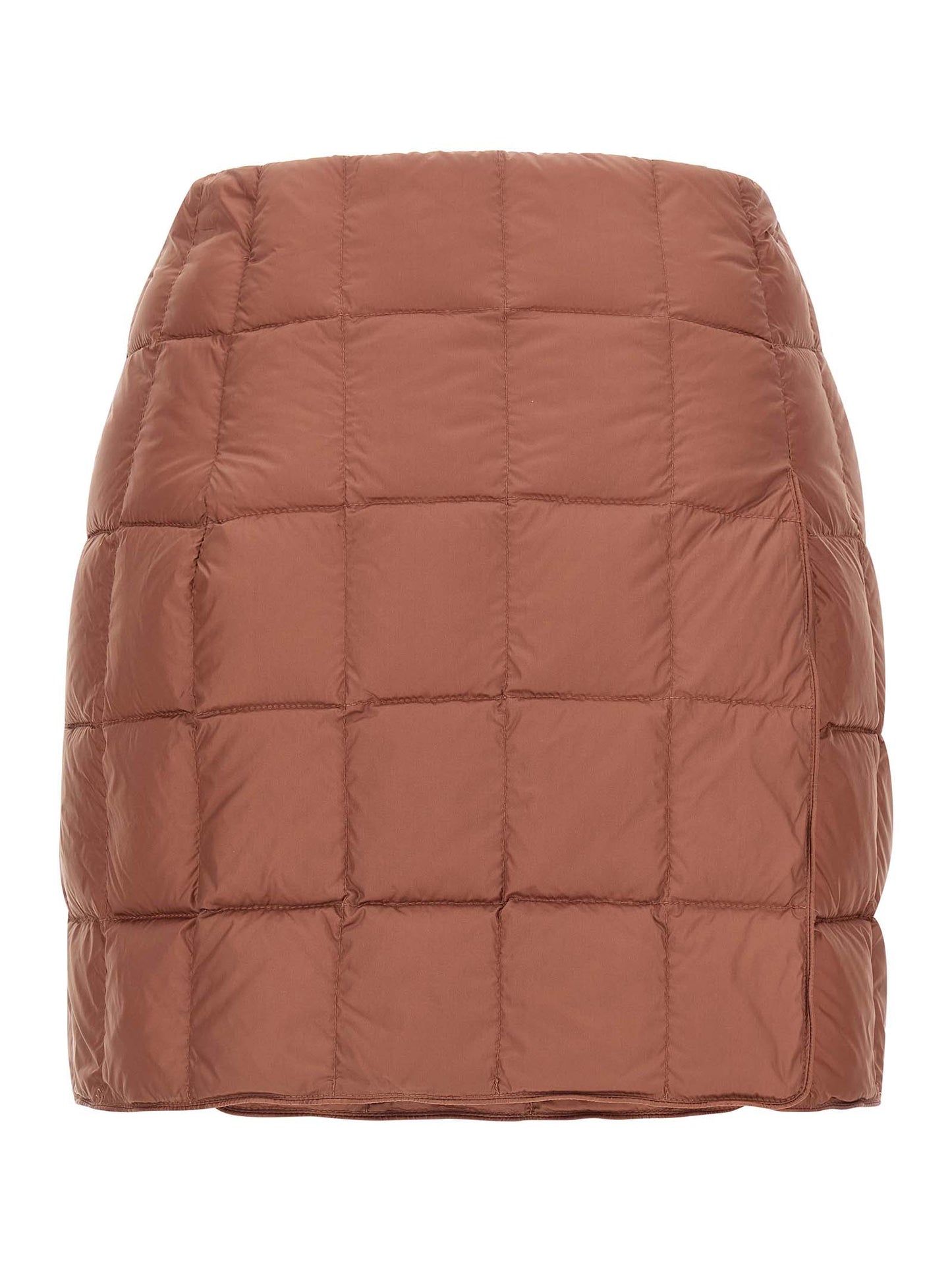 Skirt by IENKI IENKI for women in nylon & goose-down multicolor & pink features a captivating silhouette, showcasing the captivating Women's Straight High Rise Nylon & Goose-Down Mini Long Skirt design with a sophisticated mini long for a captivating look.