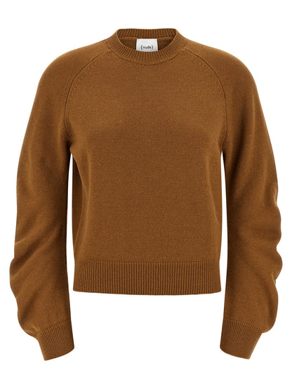Cardigan by NUDE for women in virgin wool brown & nude showcases a luxurious silhouette, meticulously detailed with a sophisticated and for a refined finish.