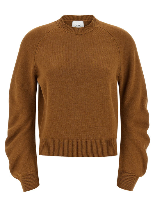 Cardigan by NUDE for women in virgin wool brown & nude showcases a luxurious silhouette, meticulously detailed with a sophisticated and for a refined finish.