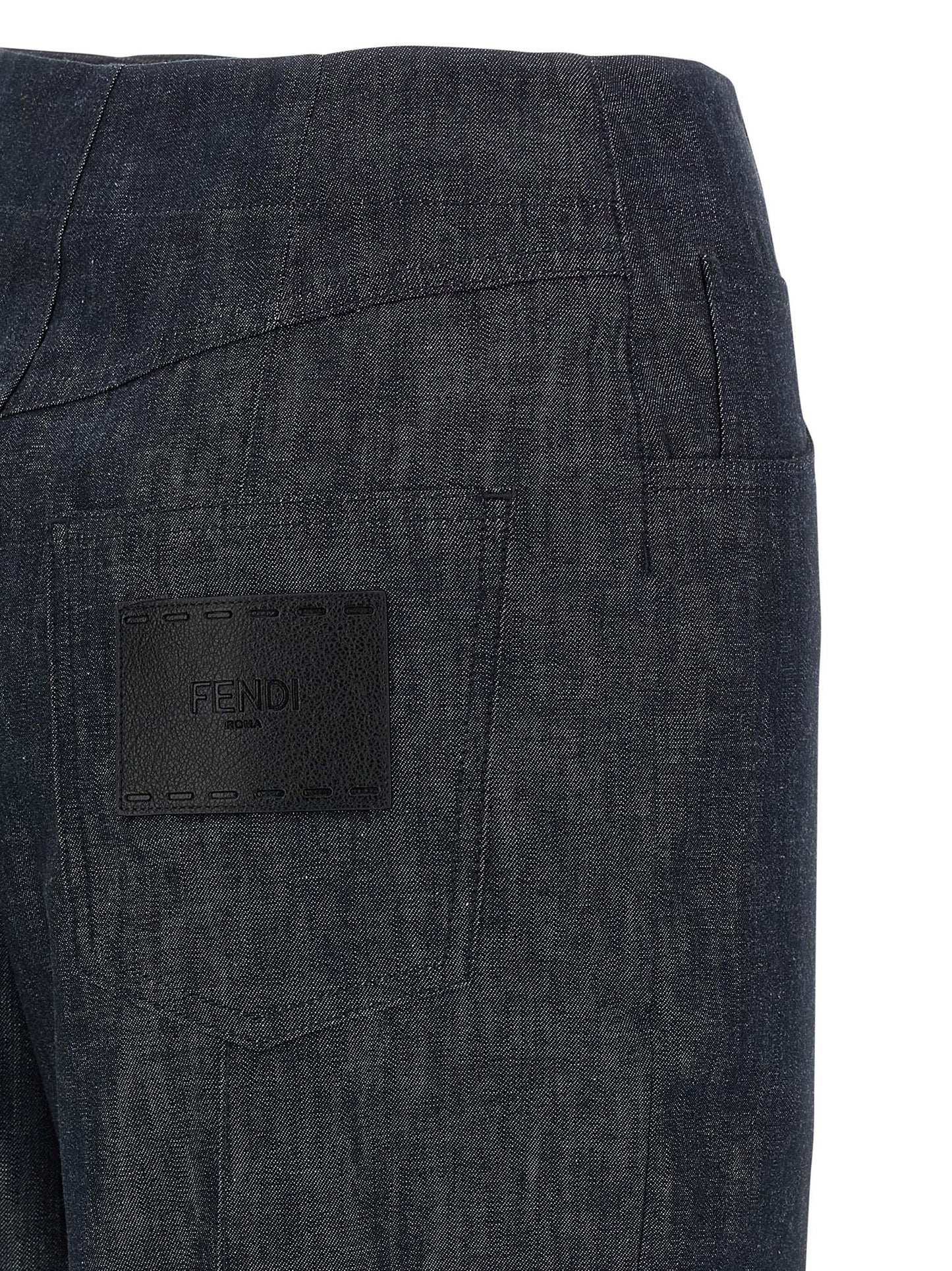 Jeans by Fendi for women in cotton denim blue & signature features a refined silhouette with a refined wide, defined by a high rise and a refined long for a refined finish.