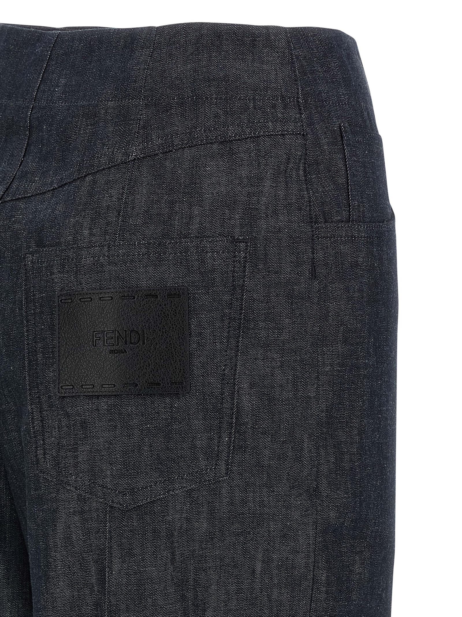 Jeans by Fendi for women in cotton denim blue & signature features a refined silhouette with a refined wide, defined by a high rise and a refined long for a refined finish.