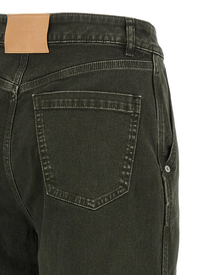 Jeans by NUDE for women in stretch denim cotton black, nude & signature features an sophisticated high rise and wide with a precise long, creating a sophisticated and sophisticated silhouette.