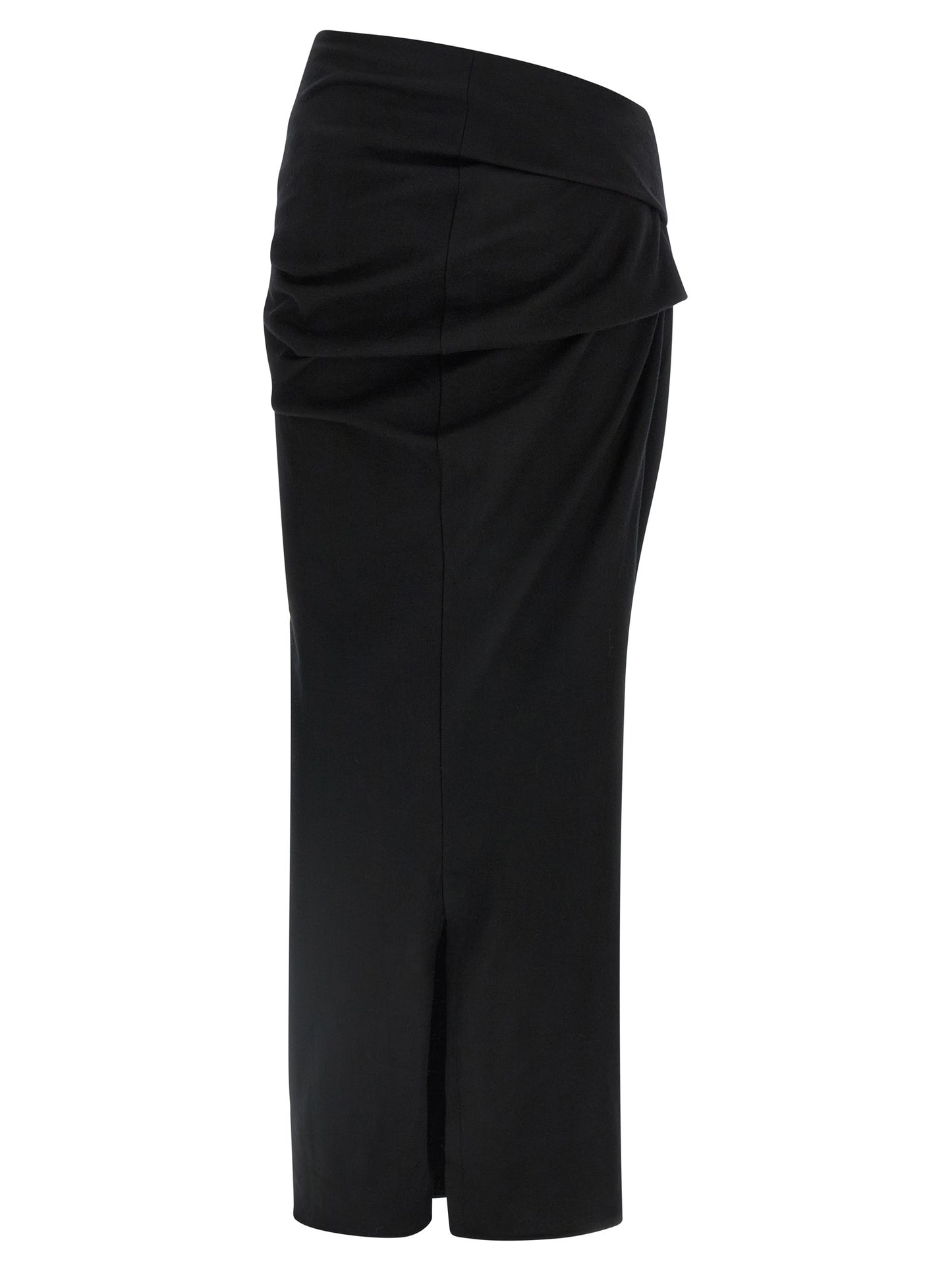 Skirt by Entire Studios for women in wool black features a sublime silhouette, showcasing the sublime design of the Women's Asymmetrical Wool Midi Skirt in a sophisticated midi.