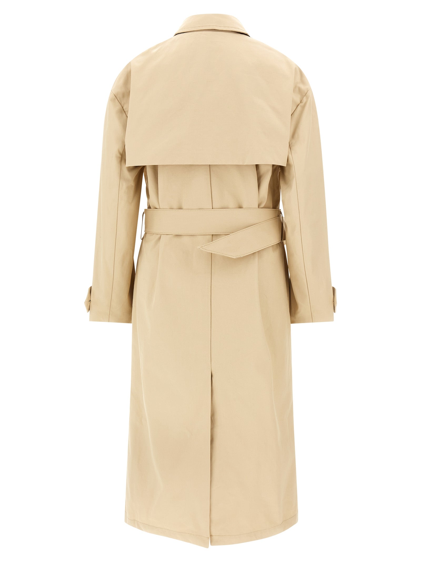 Trench Coat by Entire Studios for women in cotton canvas beige presents a utilitarian silhouette, showcasing a utilitarian split neckline and sophisticated for a truly utilitarian look.