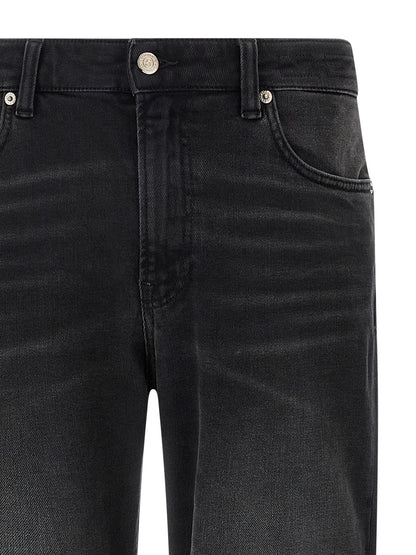 Jeans by Department 5 for men in stretch denim cotton black features an refined tailoring silhouette, showcasing a premium straight-leg with a and long cut for a refined tailoring look.