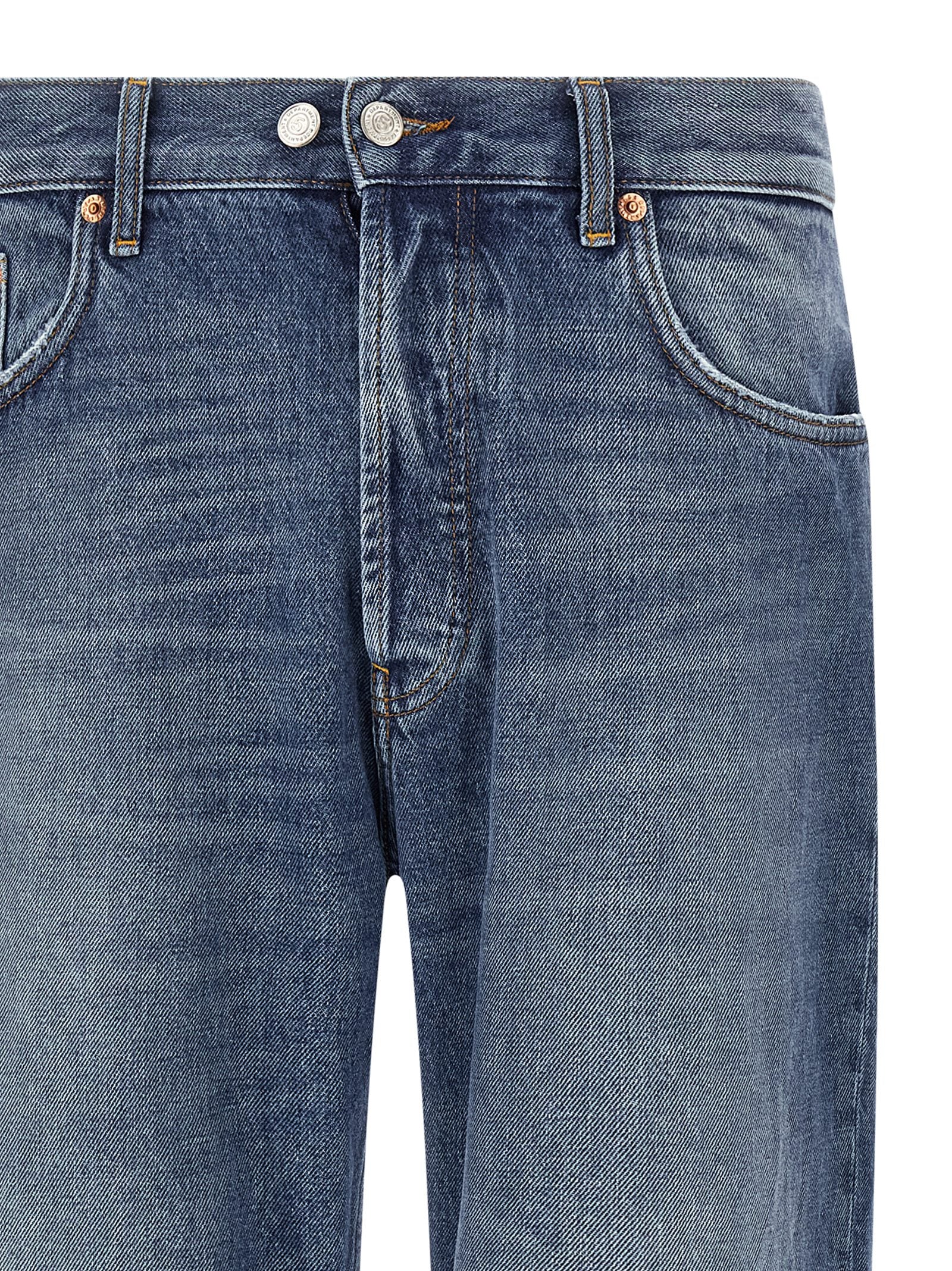 Jeans by Department 5 for men in denim cotton blue presents a refined pantology silhouette, artfully defined by a refined pantology straight-leg & cropped, cropped, and a sophisticated .