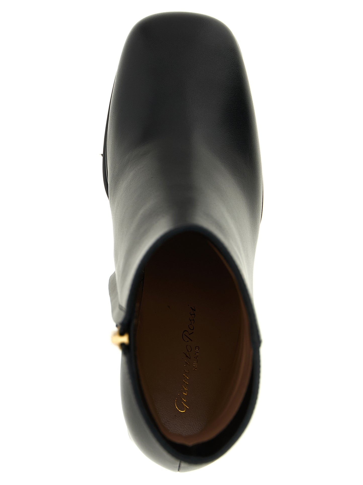 Platform Ankle Boots by Gianvito Rossi for women in calfskin leather black features an dynamic silhouette, showcasing the dynamic Ribbon Women's Calfskin Leather Platform Ankle Boots design with its distinctive platform and elegant square toe style.