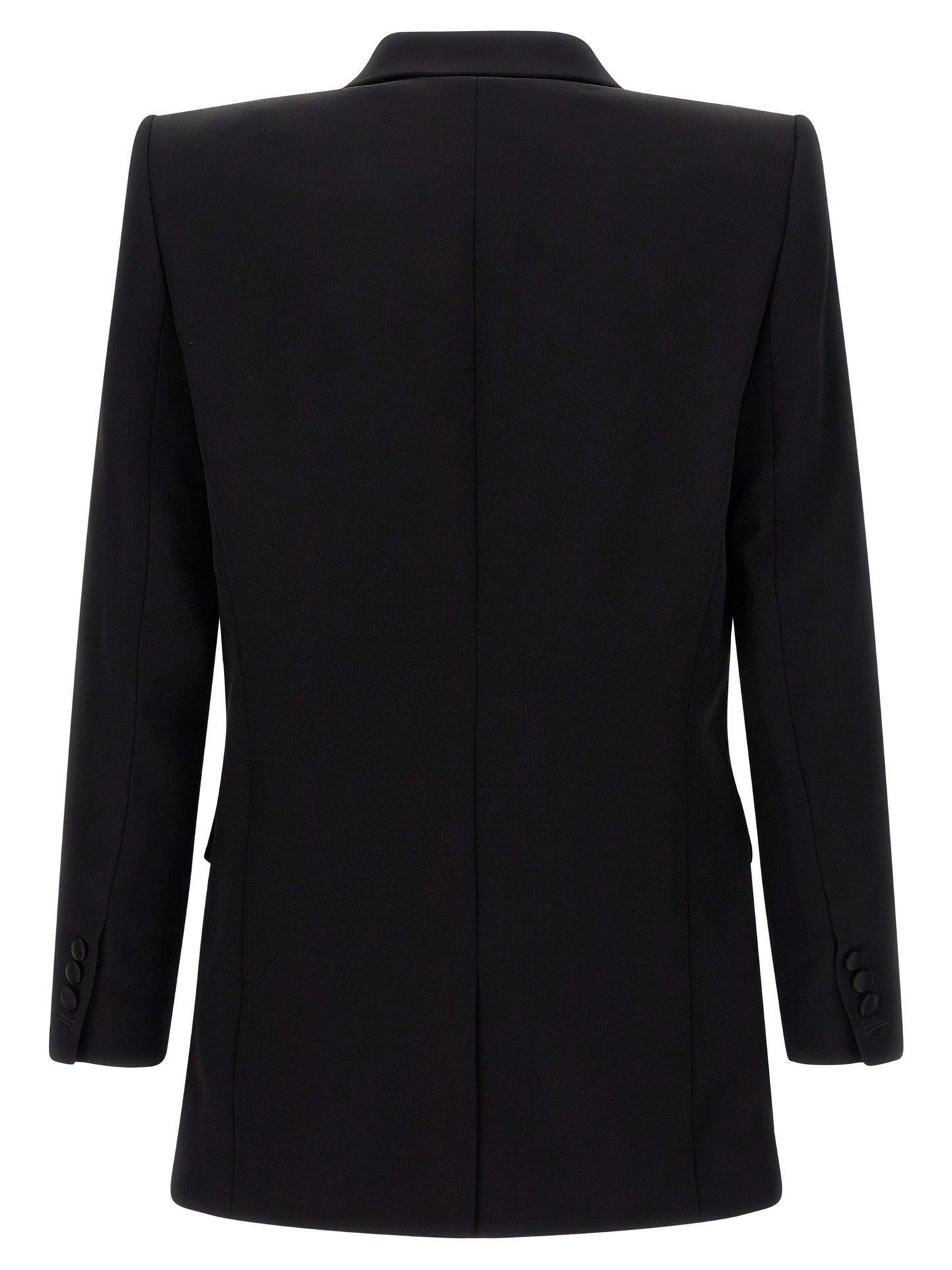 This Blazer by Balmain for men in viscose satin black presents a tailored silhouette, meticulously tailored with a tailored and distinctive for a tailored finish.