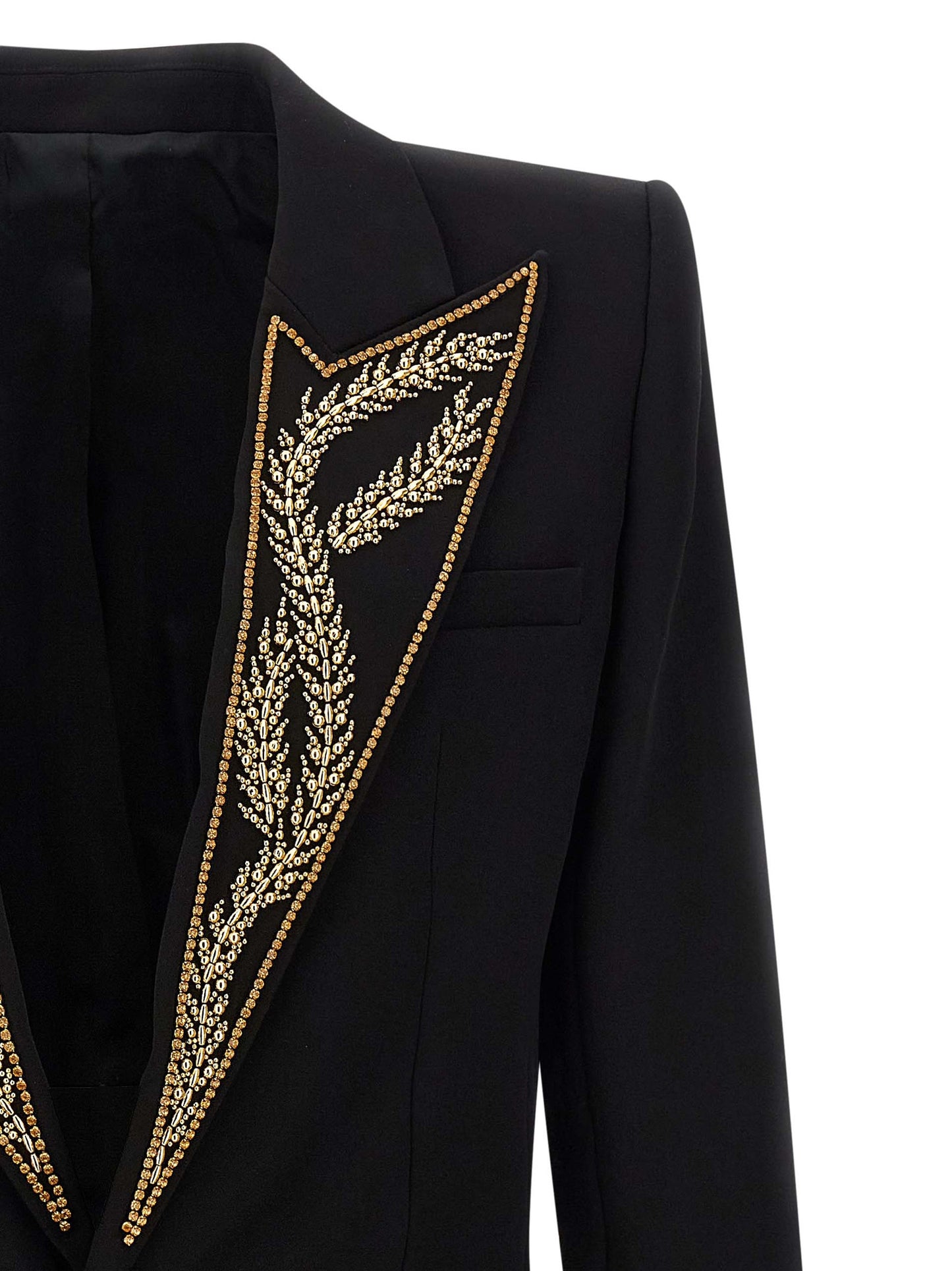 Blazer by Balmain for men in viscose satin black presents a distinguished silhouette, detailed with a distinguished and distinctive for a truly sophisticated finish.