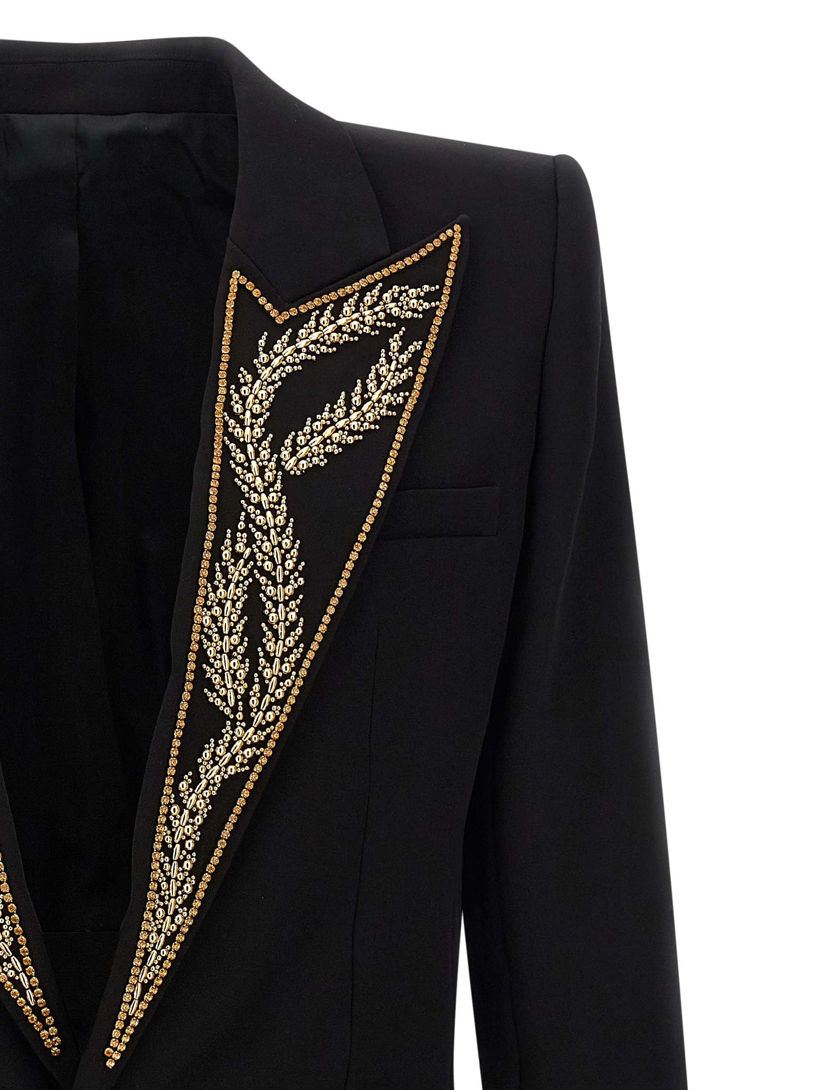 Blazer by Balmain for men in viscose satin black presents a distinguished silhouette, detailed with a distinguished and distinctive for a truly sophisticated finish.