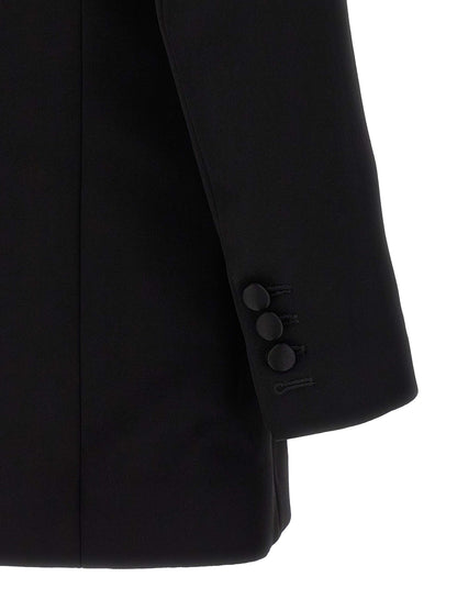 Blazer by Balmain for men in viscose satin black features an sartorial silhouette, showcasing a sophisticated and sartorial for a truly sartorial finish.