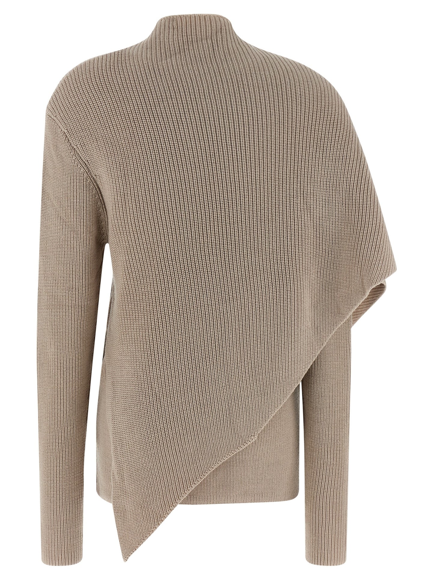 Cardigan by Entire Studios for women in merino wool beige features an impeccable silhouette, showcasing a sophisticated wrap high-neck neckline and detail for a truly impeccable finish.