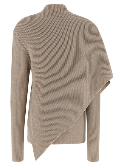 Cardigan by Entire Studios for women in merino wool beige features an impeccable silhouette, showcasing a sophisticated wrap high-neck neckline and detail for a truly impeccable finish.