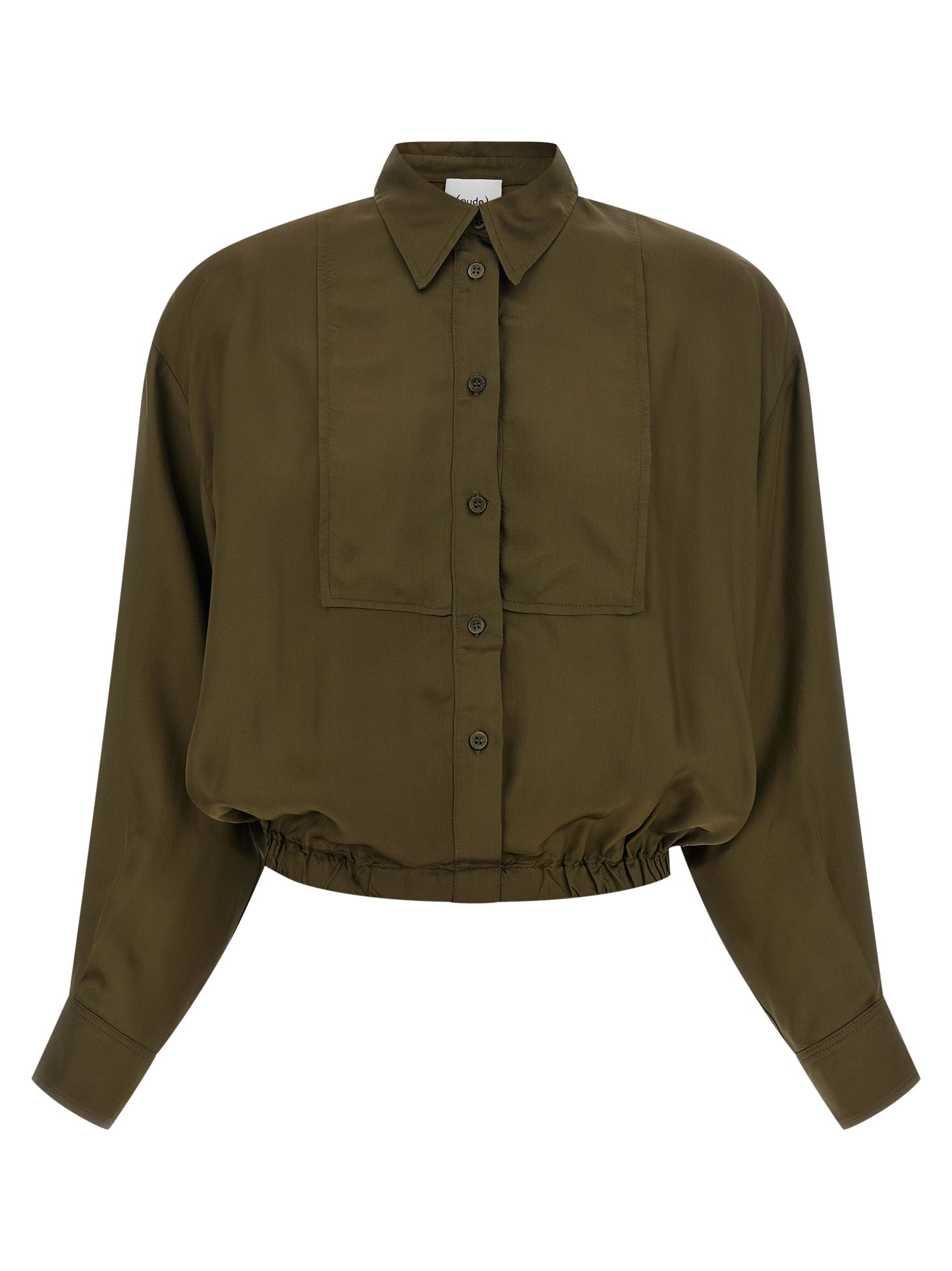 Blouse by NUDE for women in viscose bicolour, green & nude showcases a sharp silhouette, elegantly detailed with a sharp and sharp long-sleeve.