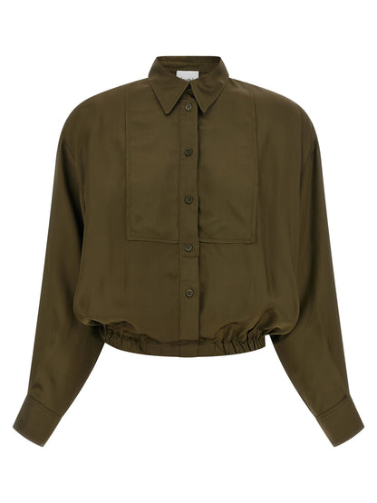 Blouse by NUDE for women in viscose bicolour, green & nude showcases a sharp silhouette, elegantly detailed with a sharp and sharp long-sleeve.