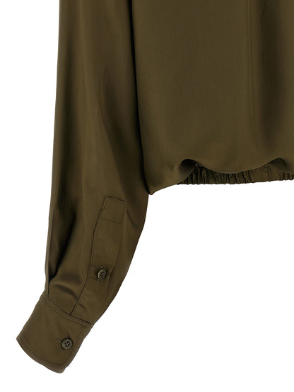 Blouse by NUDE for women in viscose bicolour, green & nude presents a discerning silhouette, showcasing a sophisticated and for a truly discerning finish.