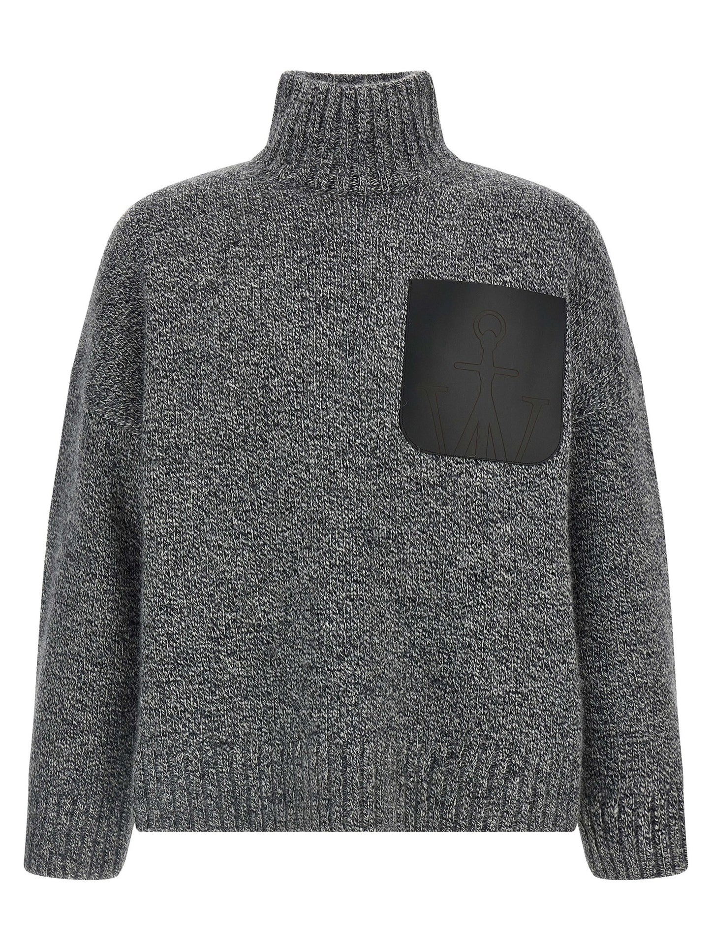 Cardigan by J.W.Anderson for men in acrylic leather & alpaca wool gray features a nuanced silhouette with a refined high-neck neckline and nuanced long-sleeve detailing for a sophisticated look.