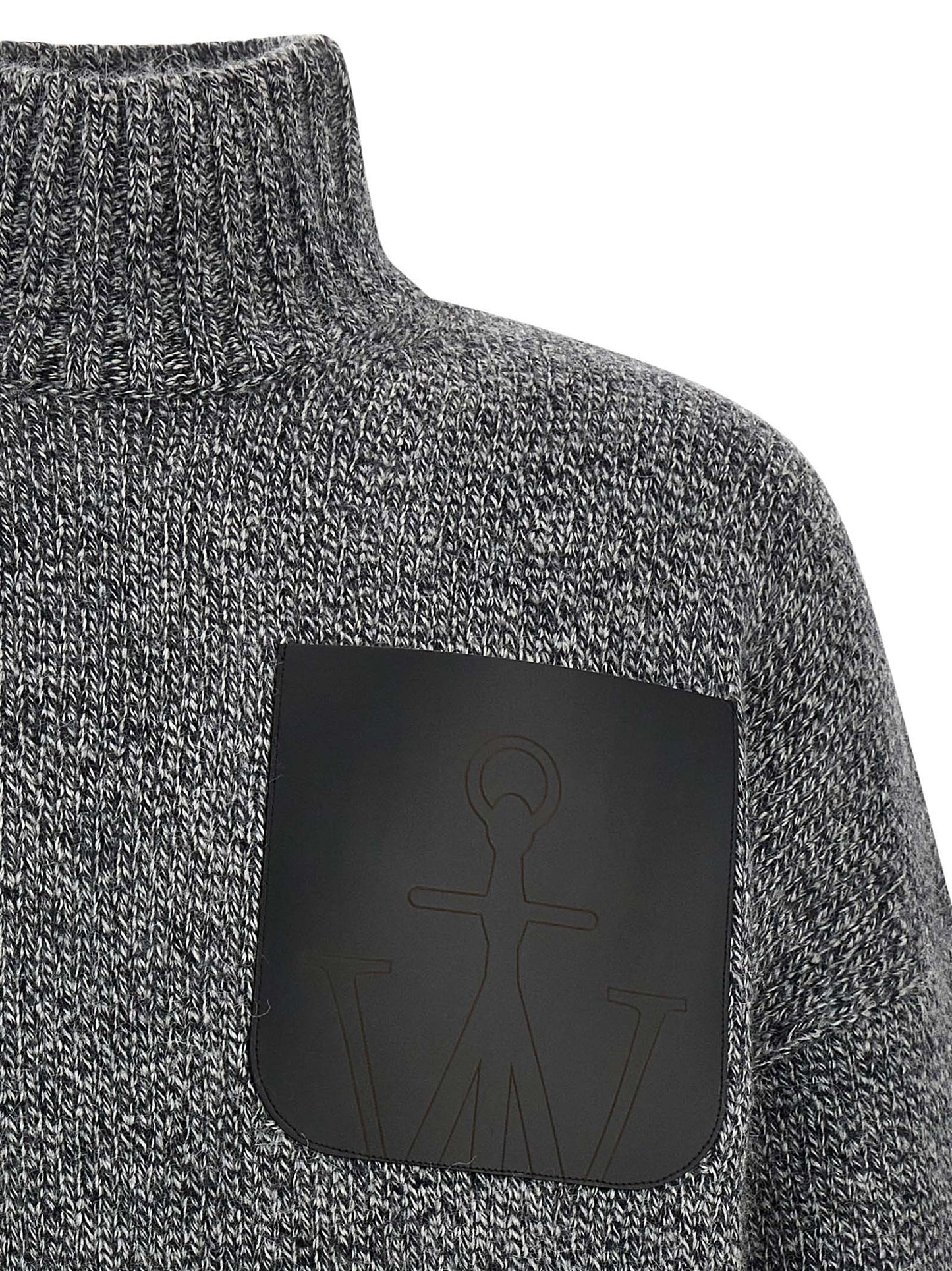 Cardigan by J.W.Anderson for men in acrylic leather & alpaca wool gray features a nuanced silhouette with a refined high-neck neckline and nuanced detailing for a sophisticated look.