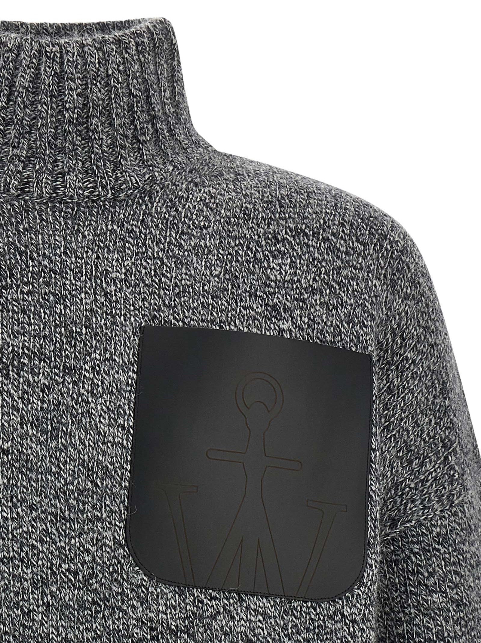 Cardigan by J.W.Anderson for men in acrylic leather & alpaca wool gray features a nuanced silhouette with a refined high-neck neckline and nuanced detailing for a sophisticated look.