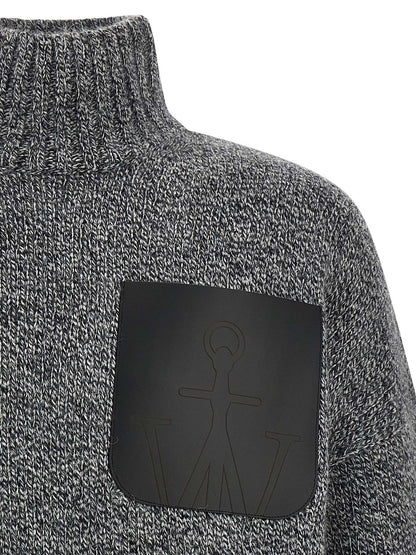 Cardigan by J.W.Anderson for men in acrylic leather & alpaca wool gray features a nuanced silhouette with a refined high-neck neckline and nuanced detailing for a sophisticated look.