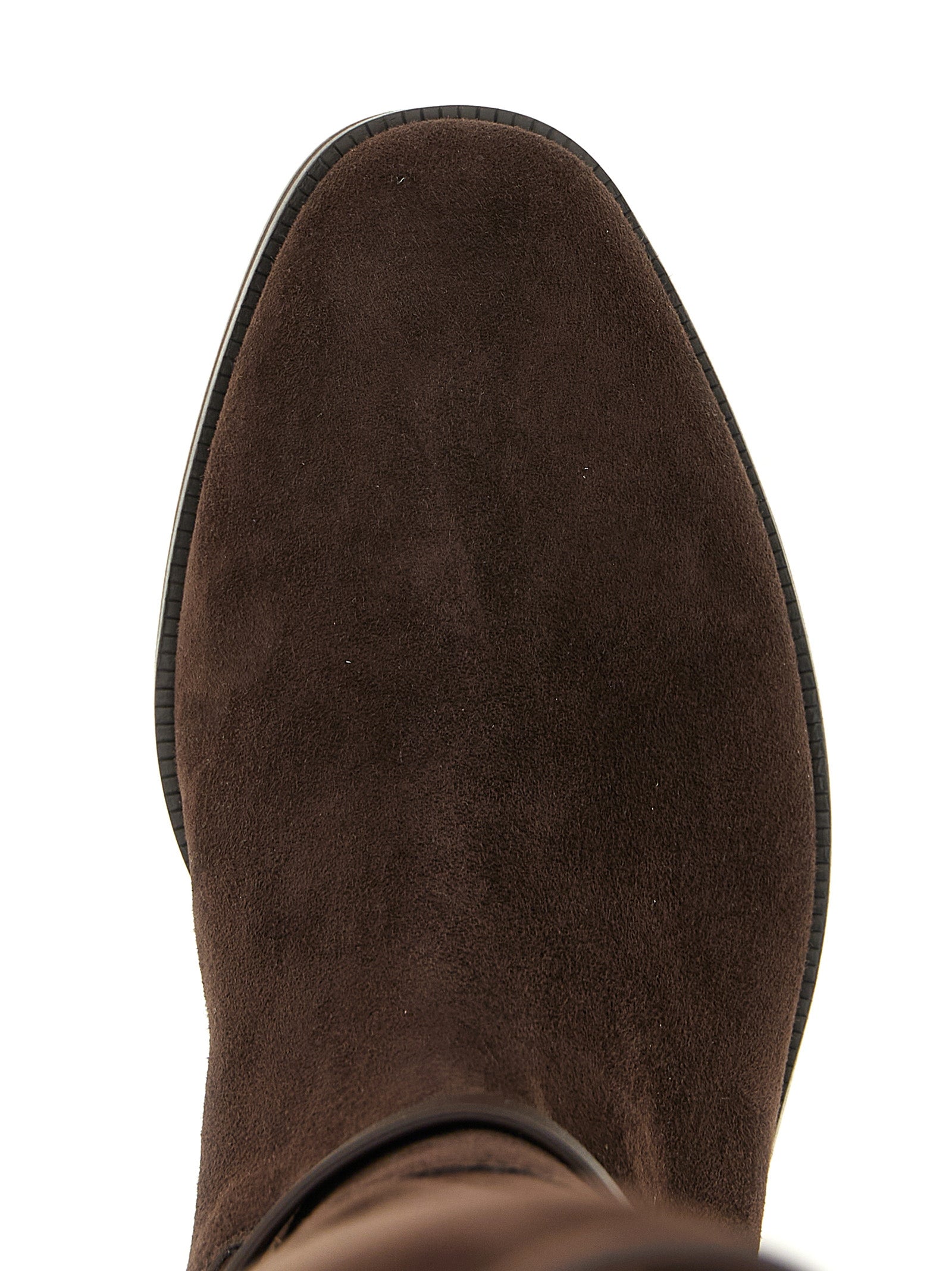 Ankle Over-The-Knee Strap Boots by Jimmy Choo for women in suede leather brown features an dynamic silhouette, showcasing the dynamic Women's Suede Leather Ankle Over-The-Knee Strap Boots design with its distinctive and elegant .