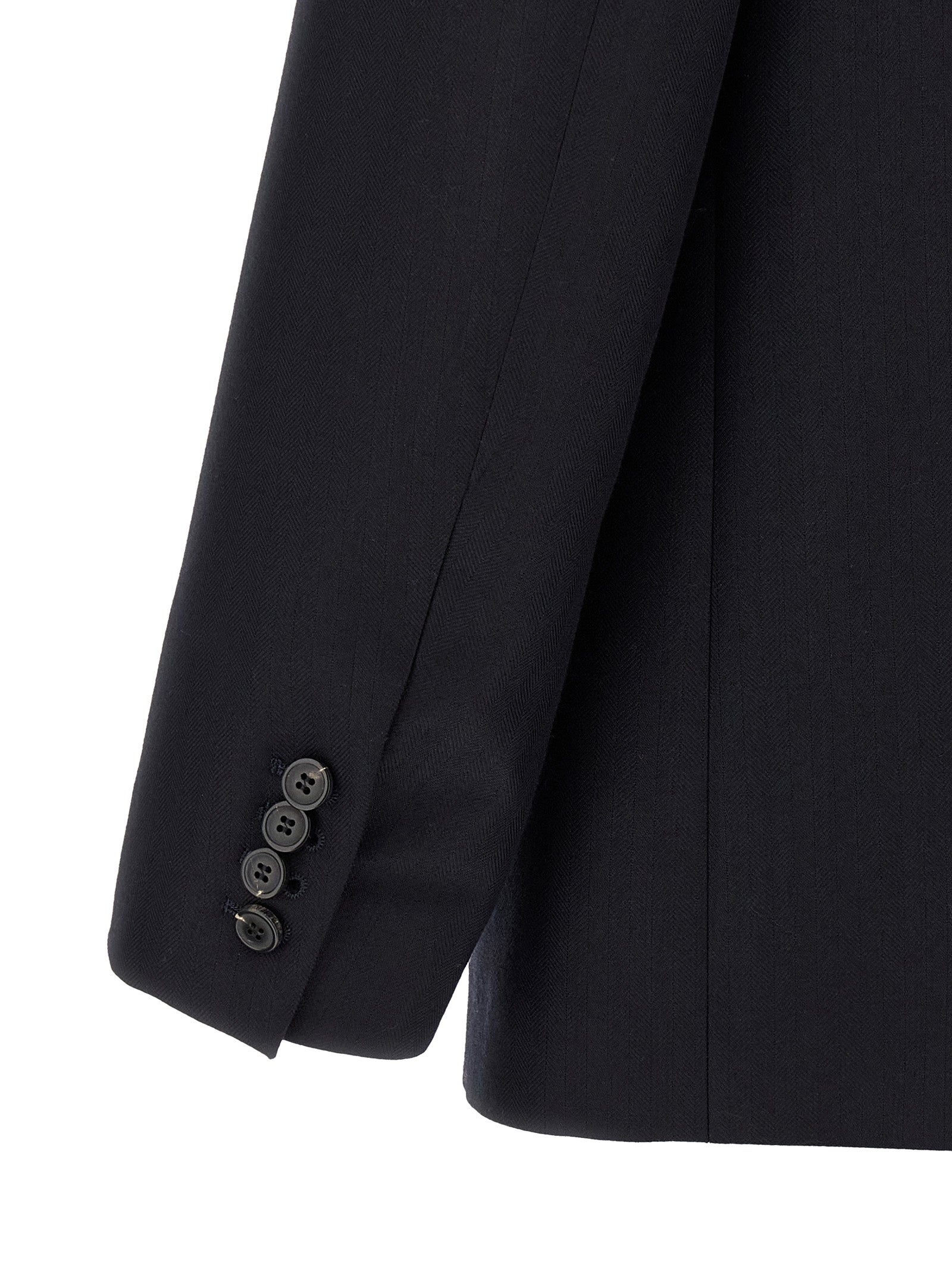Blazer by Dries Van Noten for men in wool blue & herringbone features an sartorial silhouette, showcasing a sophisticated and sartorial for a truly sartorial finish.