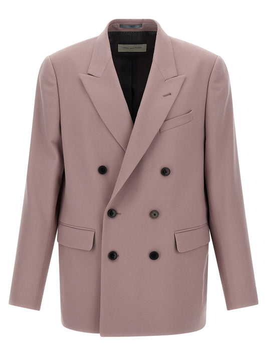Blazer by Dries Van Noten for men in wool purple showcases a discerning silhouette, elegantly detailed with a sophisticated and premium for a truly discerning finish.