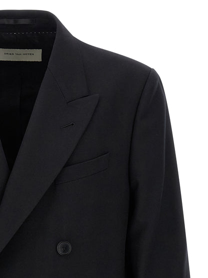 Blazer by Dries Van Noten for men in wool black features an sartorial silhouette, showcasing a sophisticated and sartorial for a truly sartorial finish.